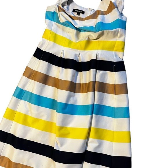 Nine W. sleeveless striped A- Line dress Sz 6 - Picture 2 of 5
